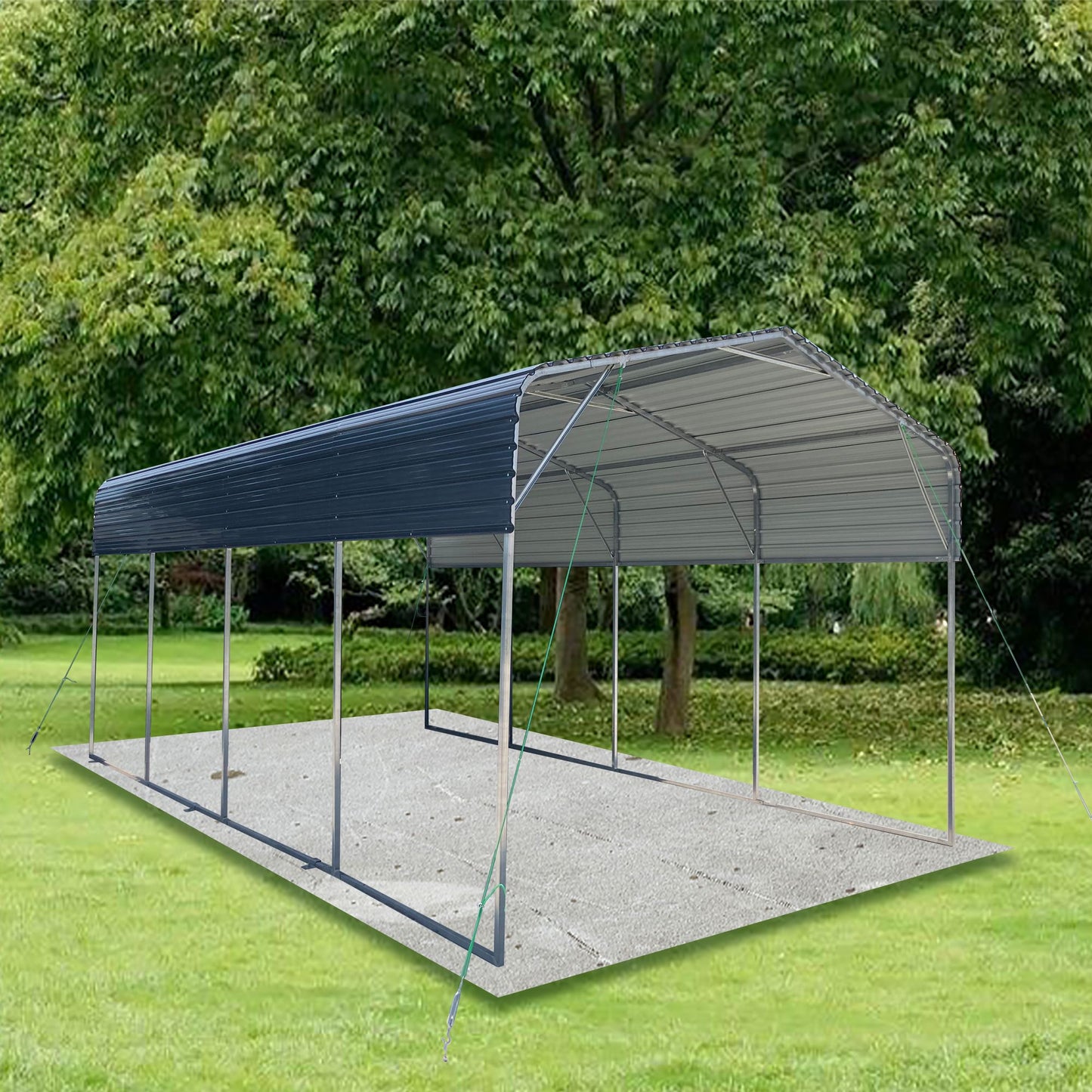 19' x 11' Metal Carport Garage with Galvanized Steel Roof