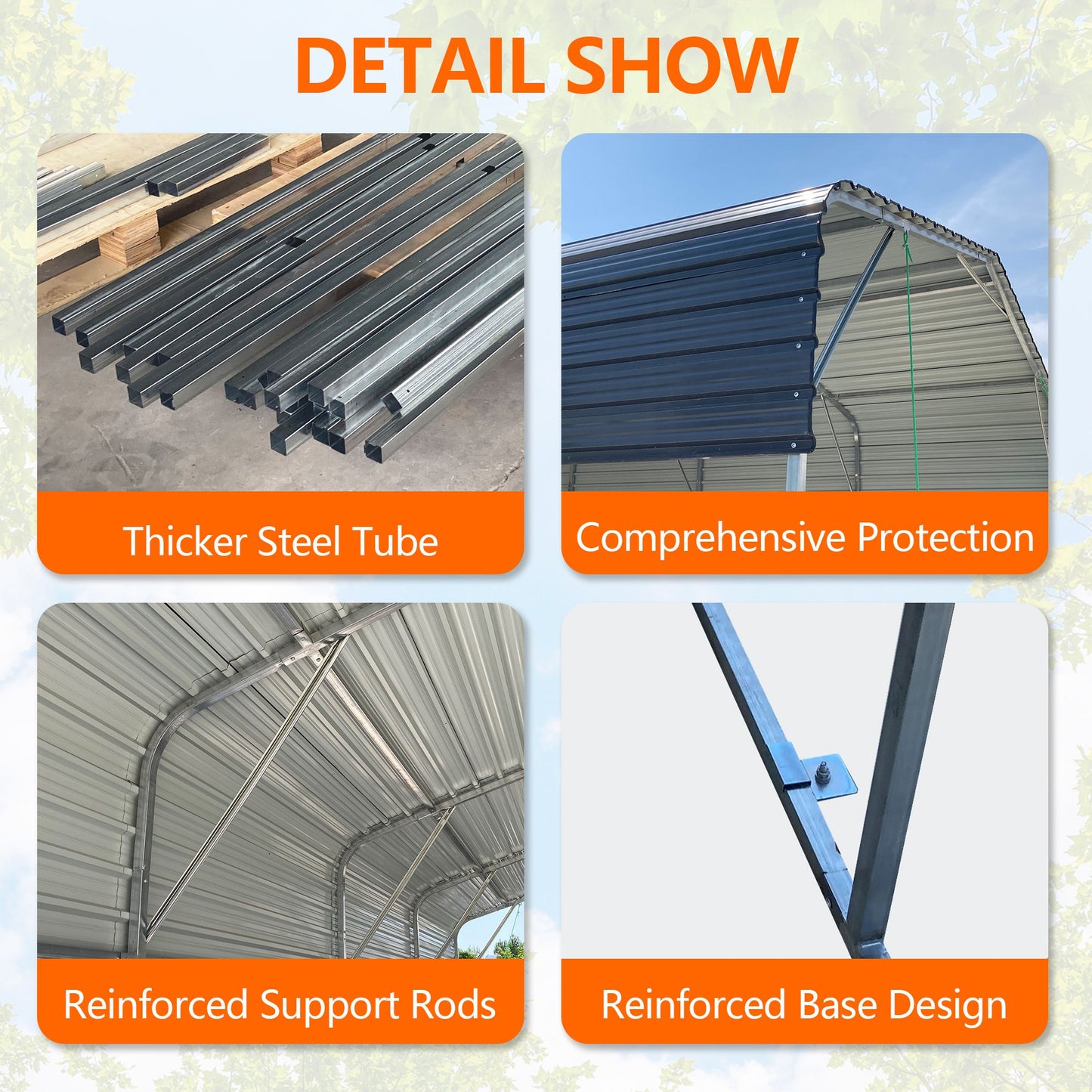 19' x 11' Metal Carport Garage with Galvanized Steel Roof