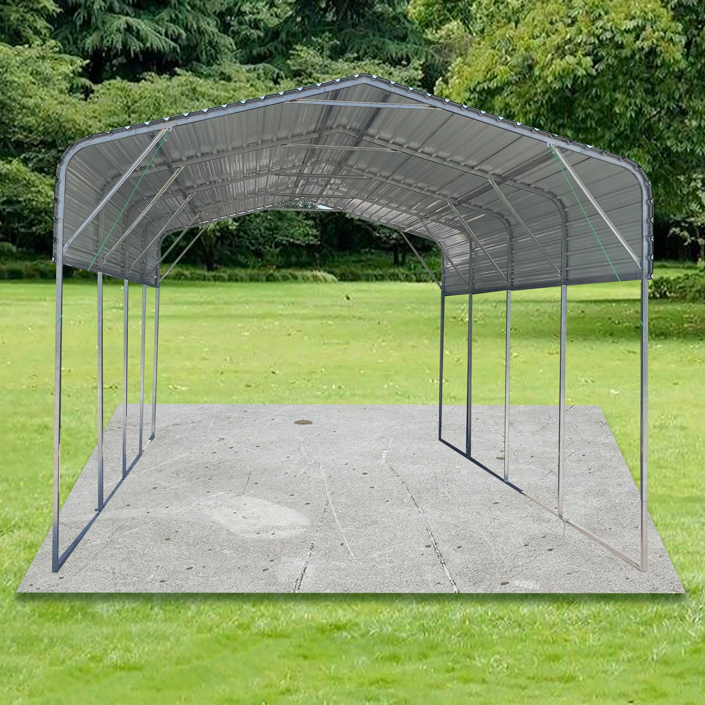 19' x 11' Metal Carport Garage with Galvanized Steel Roof