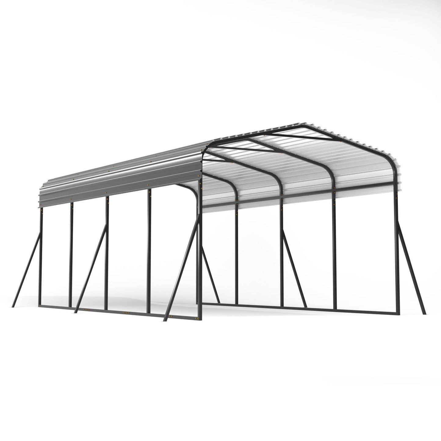 19.5' x 15' Heavy Duty Outdoor Carport, Black, for Backyard Shelter