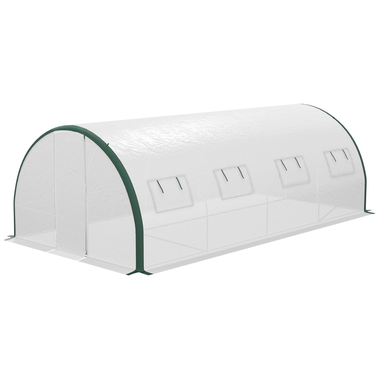 20' x 10' Polytunnel Greenhouse, Galvanized Steel Frame, PE Cover, Hinged Door