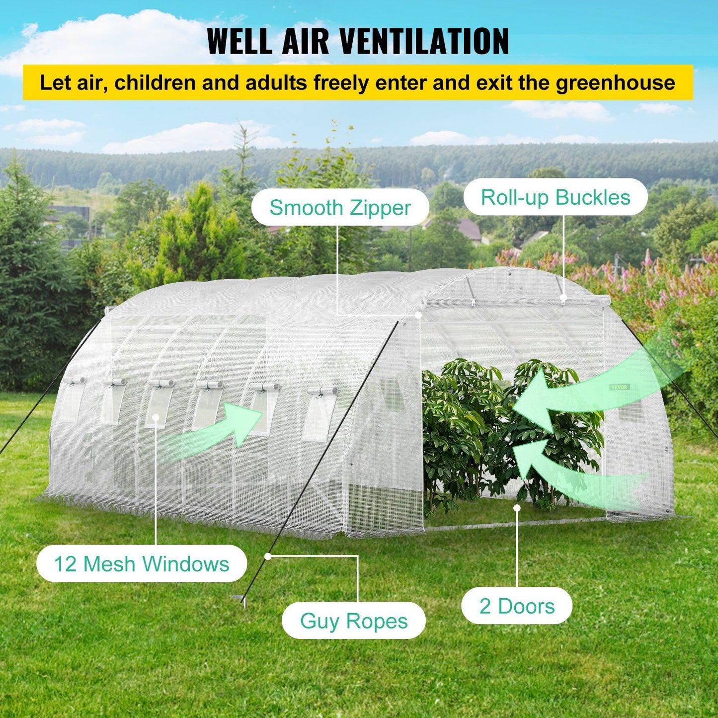 20' x 10' Tunnel Greenhouse, Heavy-Duty & Weatherproof Design