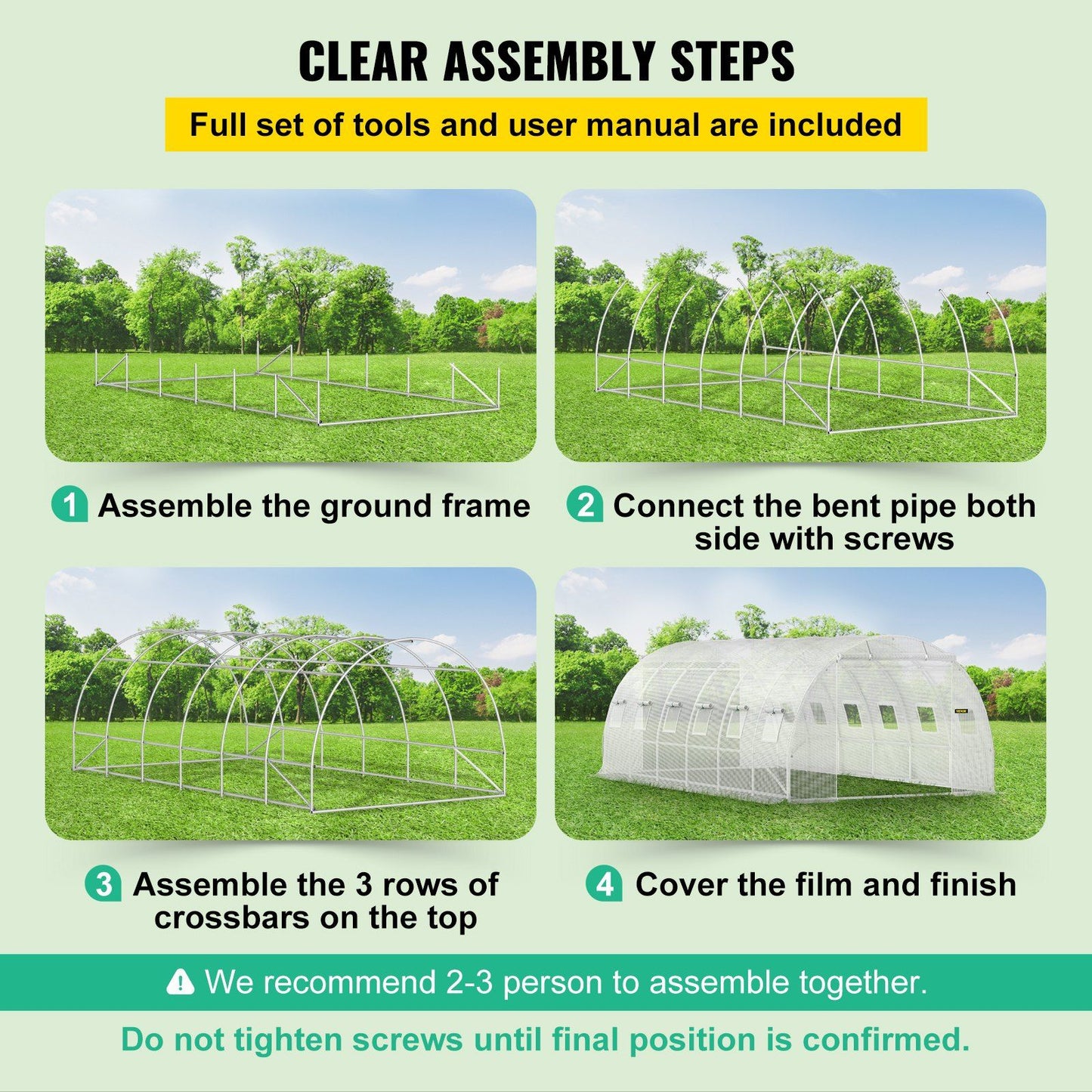 20' x 10' Tunnel Greenhouse, Heavy-Duty & Weatherproof Design