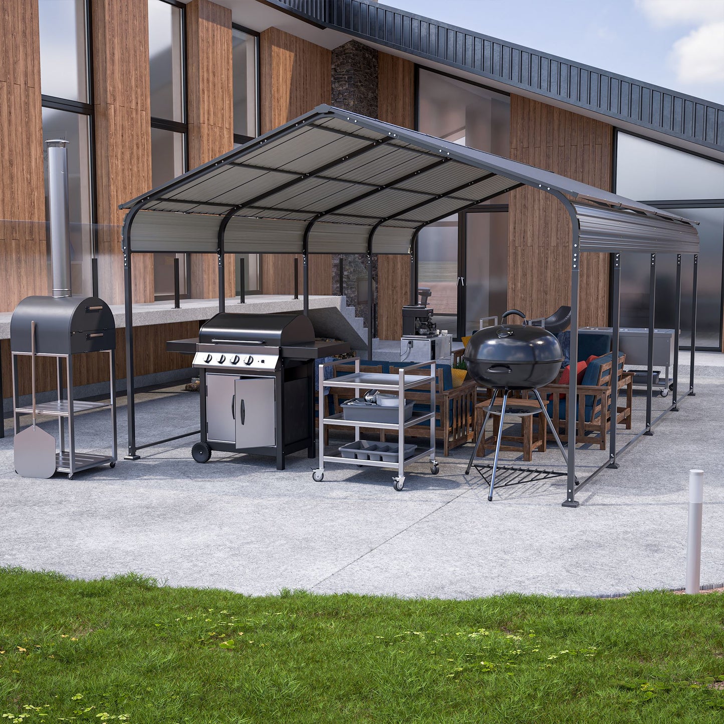 20' x 12' Metal Carport, Heavy Duty Outdoor Galvanized Car Shelter, Boats, Trucks, and SUVs