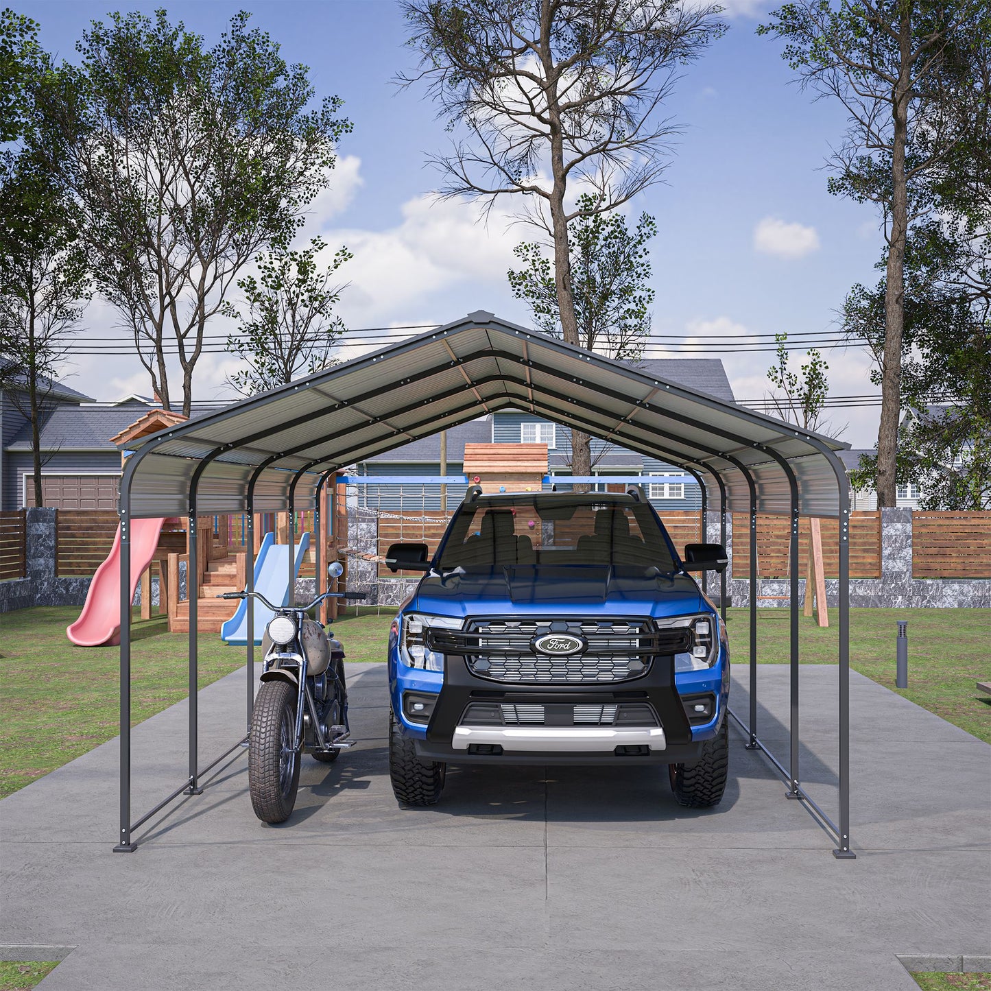 20' x 12' Metal Carport, Heavy Duty Outdoor Galvanized Car Shelter, Boats, Trucks, and SUVs