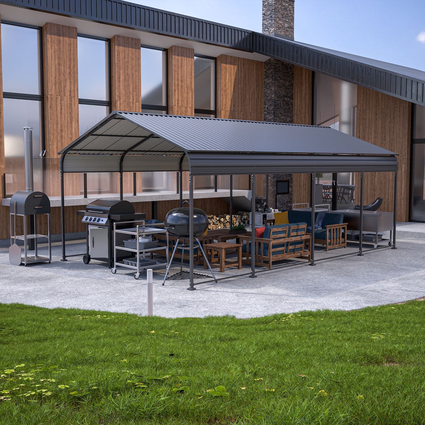 20' x 12' Metal Carport, Heavy Duty Outdoor Galvanized Car Shelter, Boats, Trucks, and SUVs