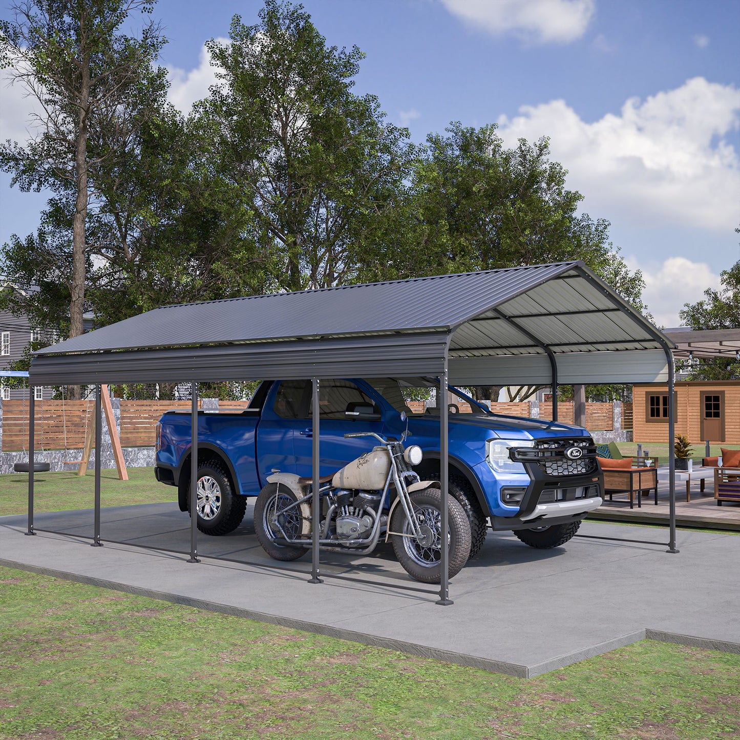20' x 12' Metal Carport, Heavy Duty Outdoor Galvanized Car Shelter, Boats, Trucks, and SUVs