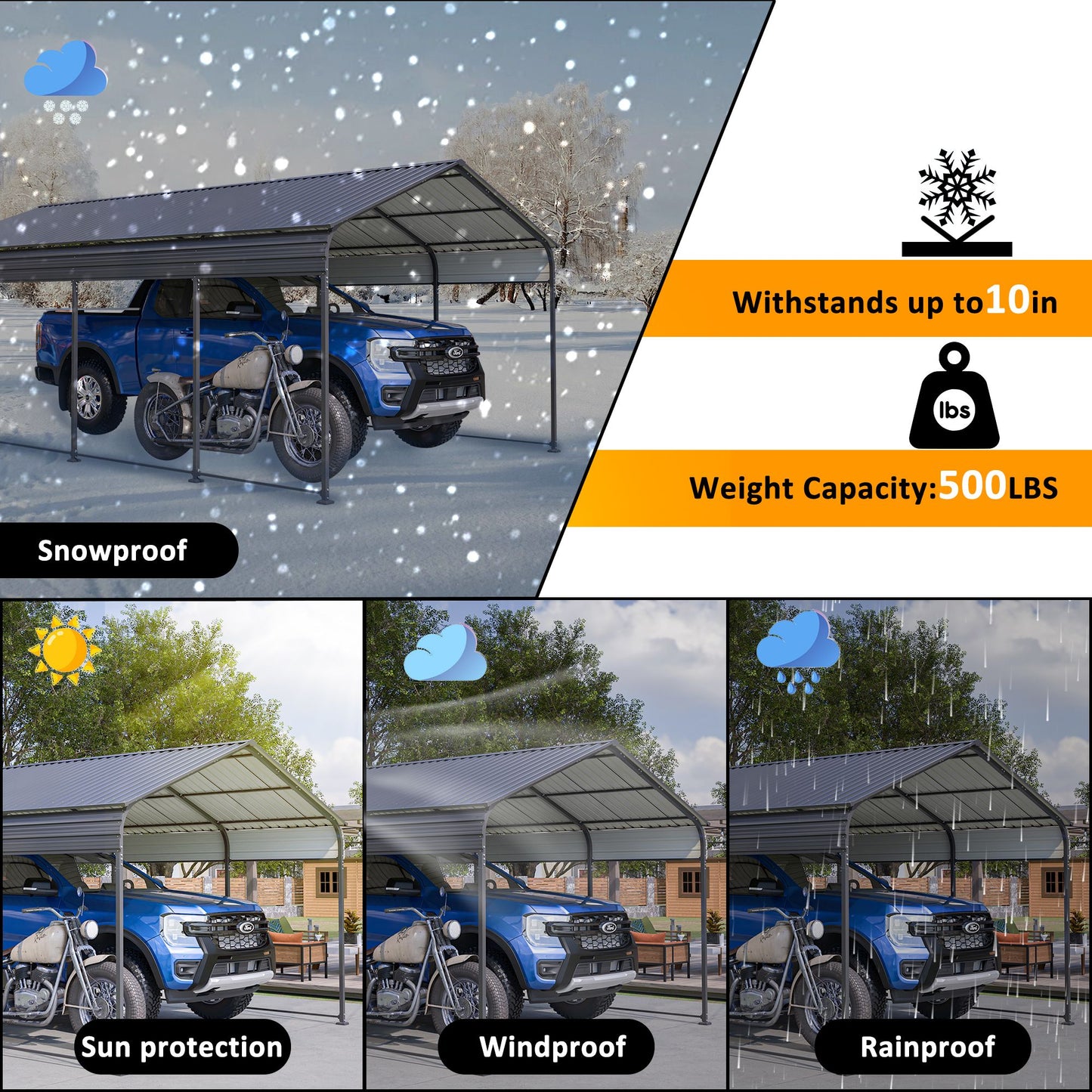 20' x 12' Metal Carport, Heavy Duty Outdoor Galvanized Car Shelter, Boats, Trucks, and SUVs