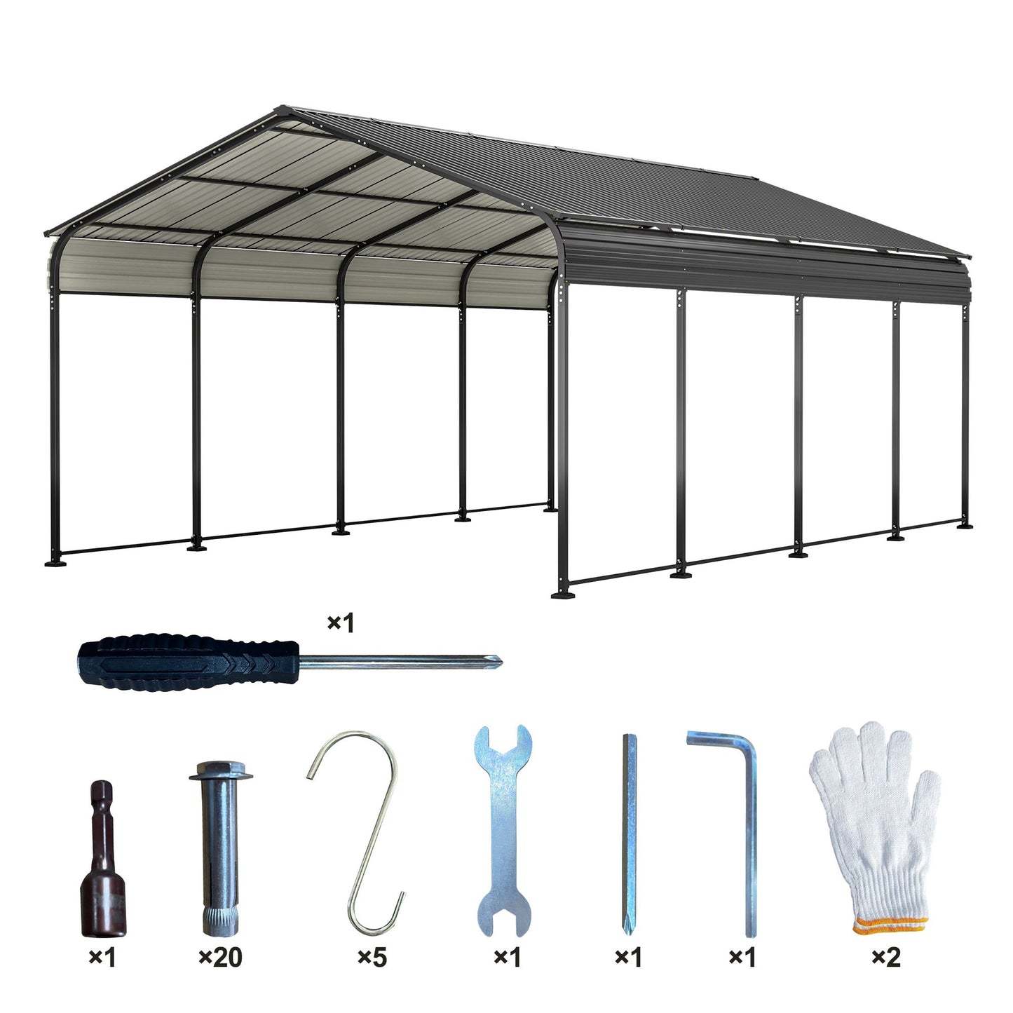 20' x 12' Metal Carport, Heavy Duty Outdoor Galvanized Car Shelter, Boats, Trucks, and SUVs