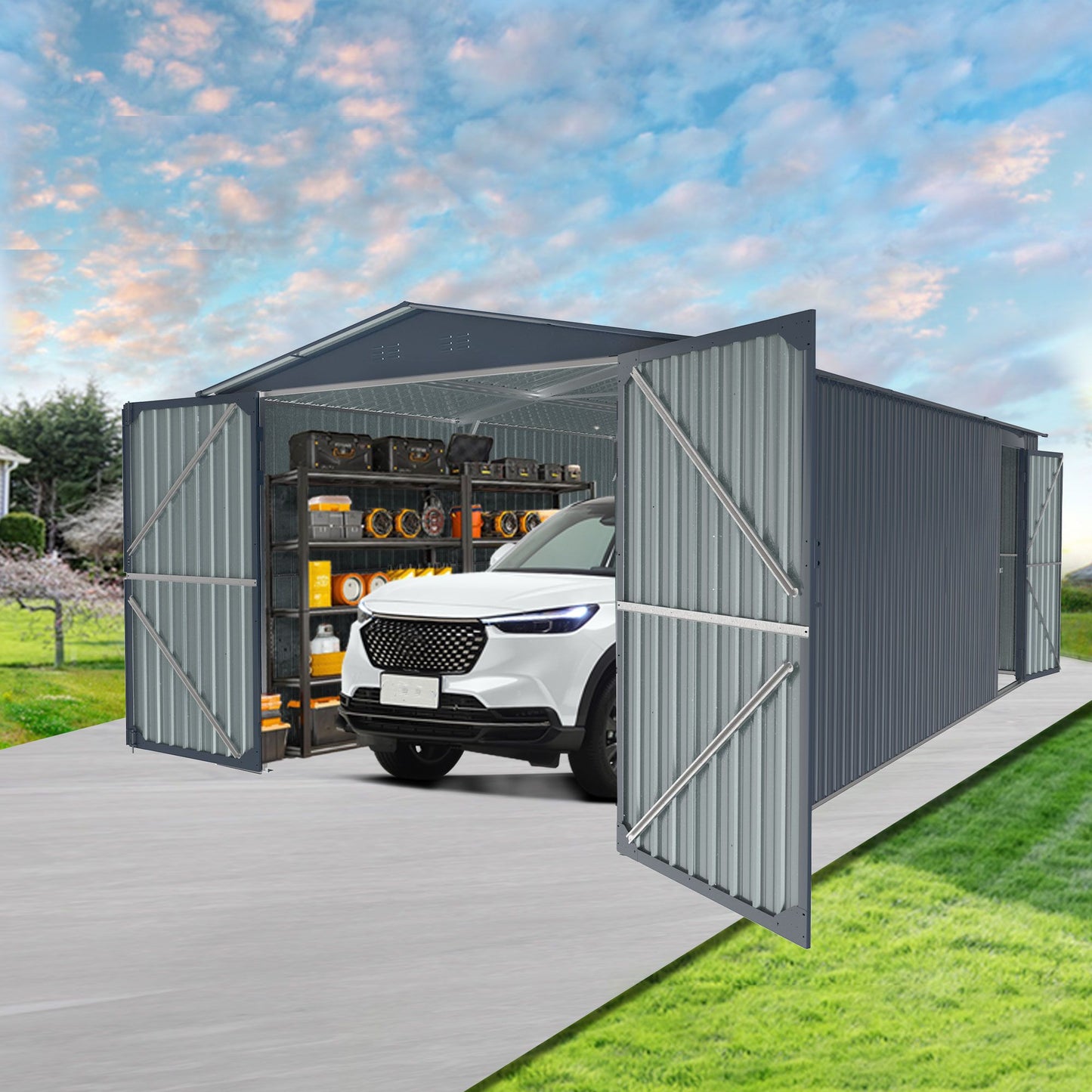 20' x 13' Outdoor Storage Shed, Spacious Walk-In Design