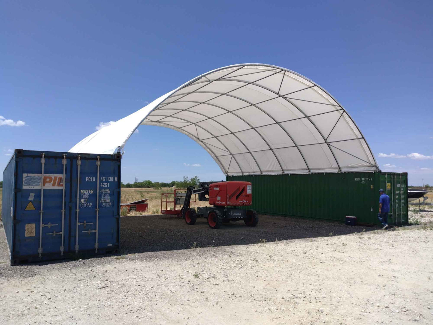 20' x 20' Shipping Container Canopy Shelter, 11oz PE, Industrial Steel Frame