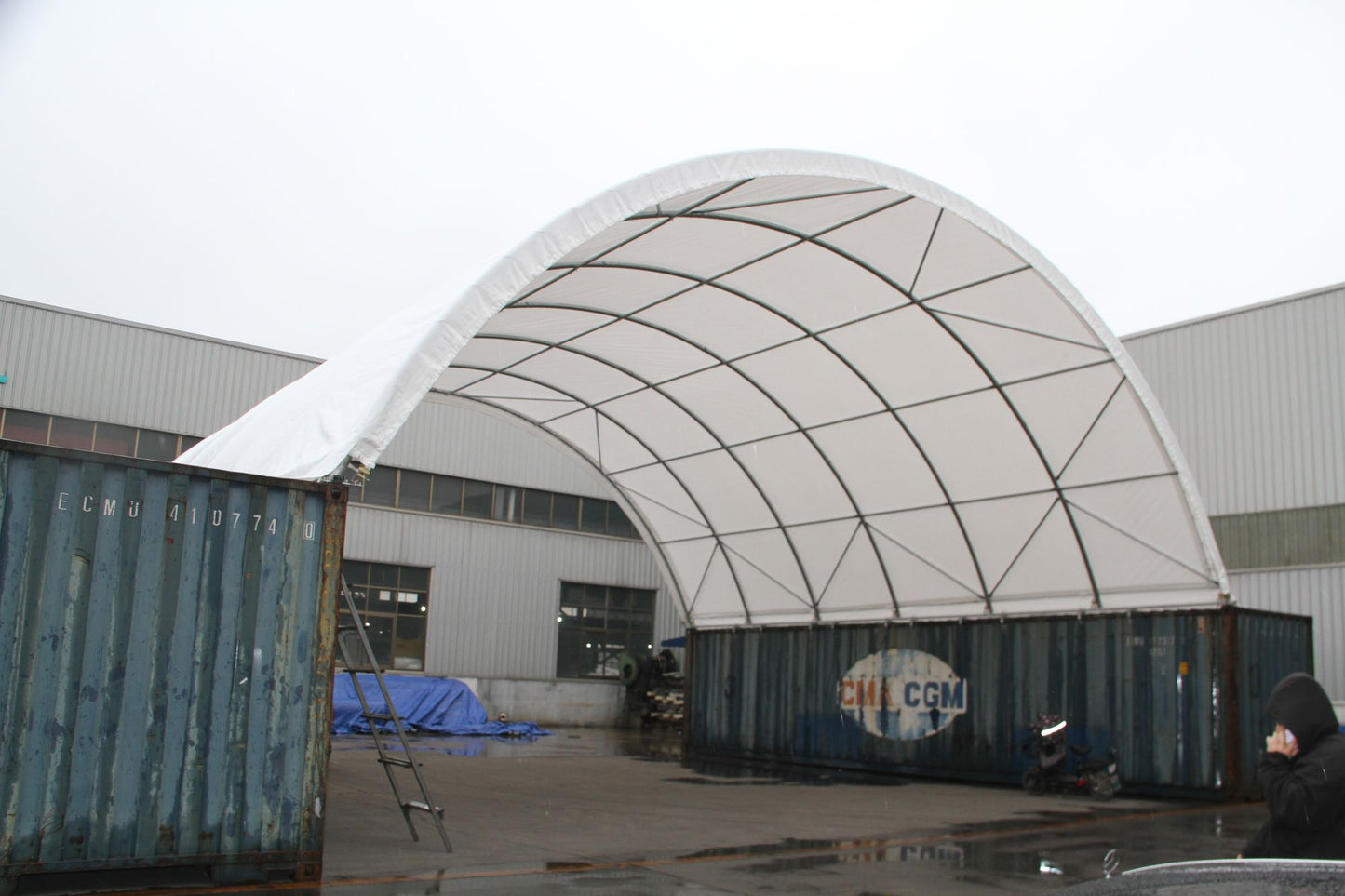 20' x 20' Shipping Container Canopy Shelter, 11oz PE, Industrial Steel Frame
