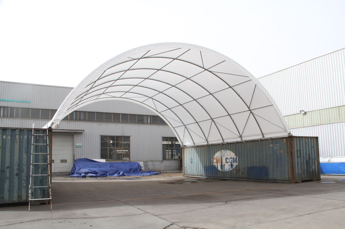 20' x 20' Shipping Container Canopy Shelter, 11oz PE, Industrial Steel Frame