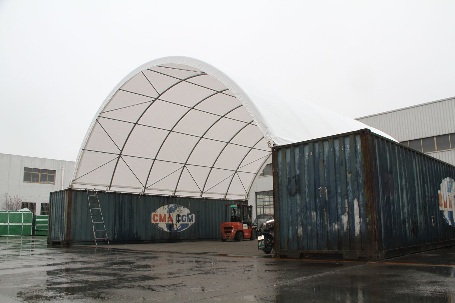 20' x 20' Shipping Container Canopy Shelter, 11oz PE, Industrial Steel Frame