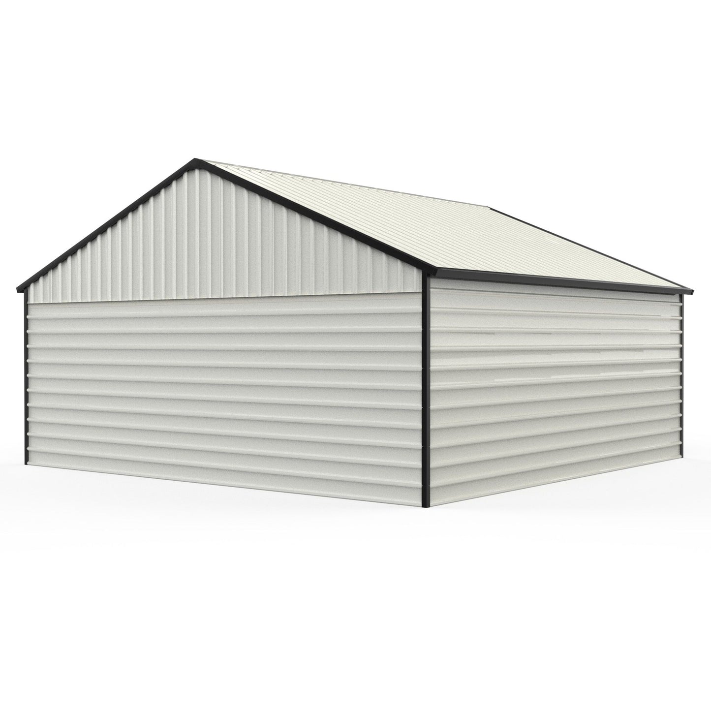 23' x 22' Metal Storage Shed w/ Double Door Garage & Side Entry Door, 500 sq-ft Space