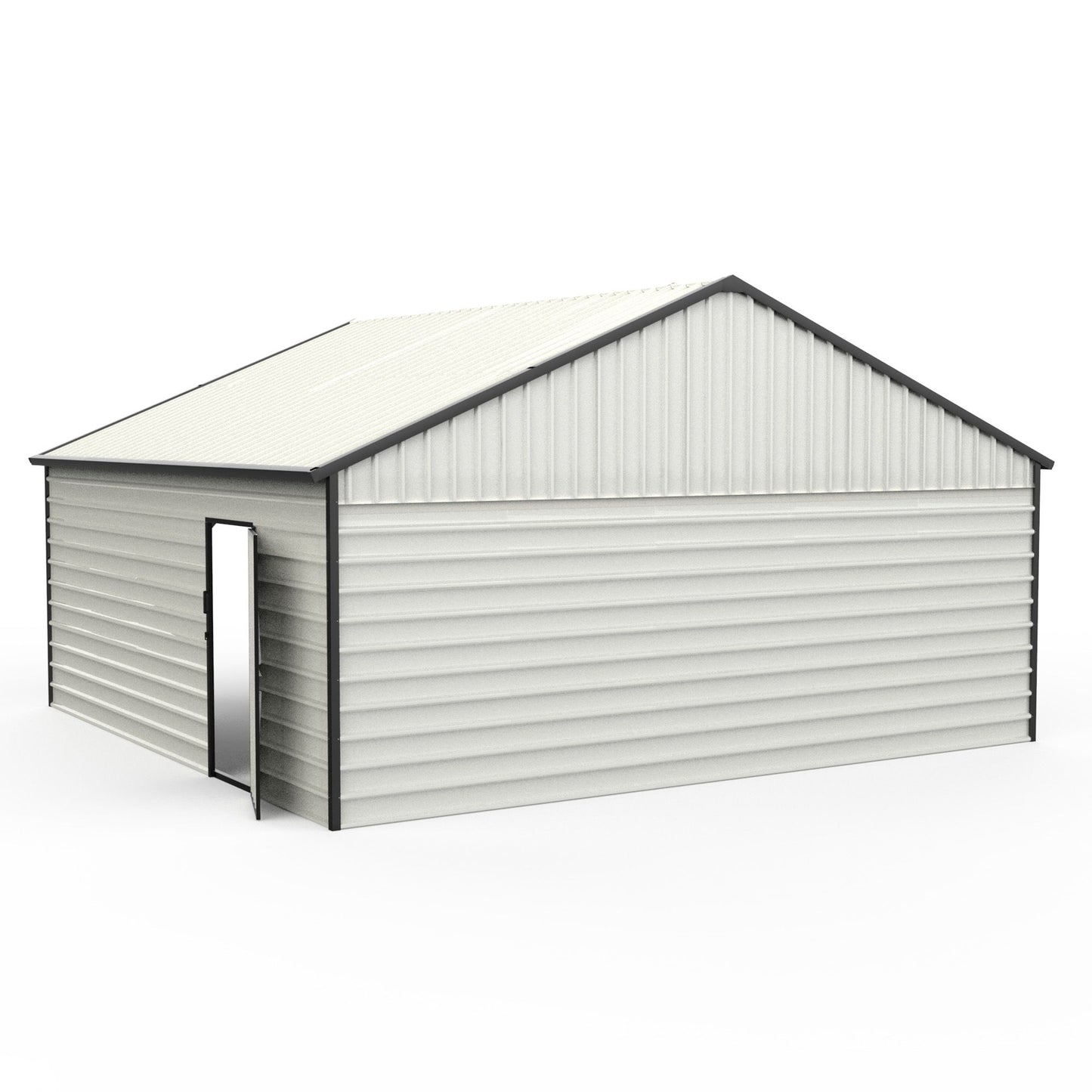 23' x 22' Metal Storage Shed w/ Double Door Garage & Side Entry Door, 500 sq-ft Space