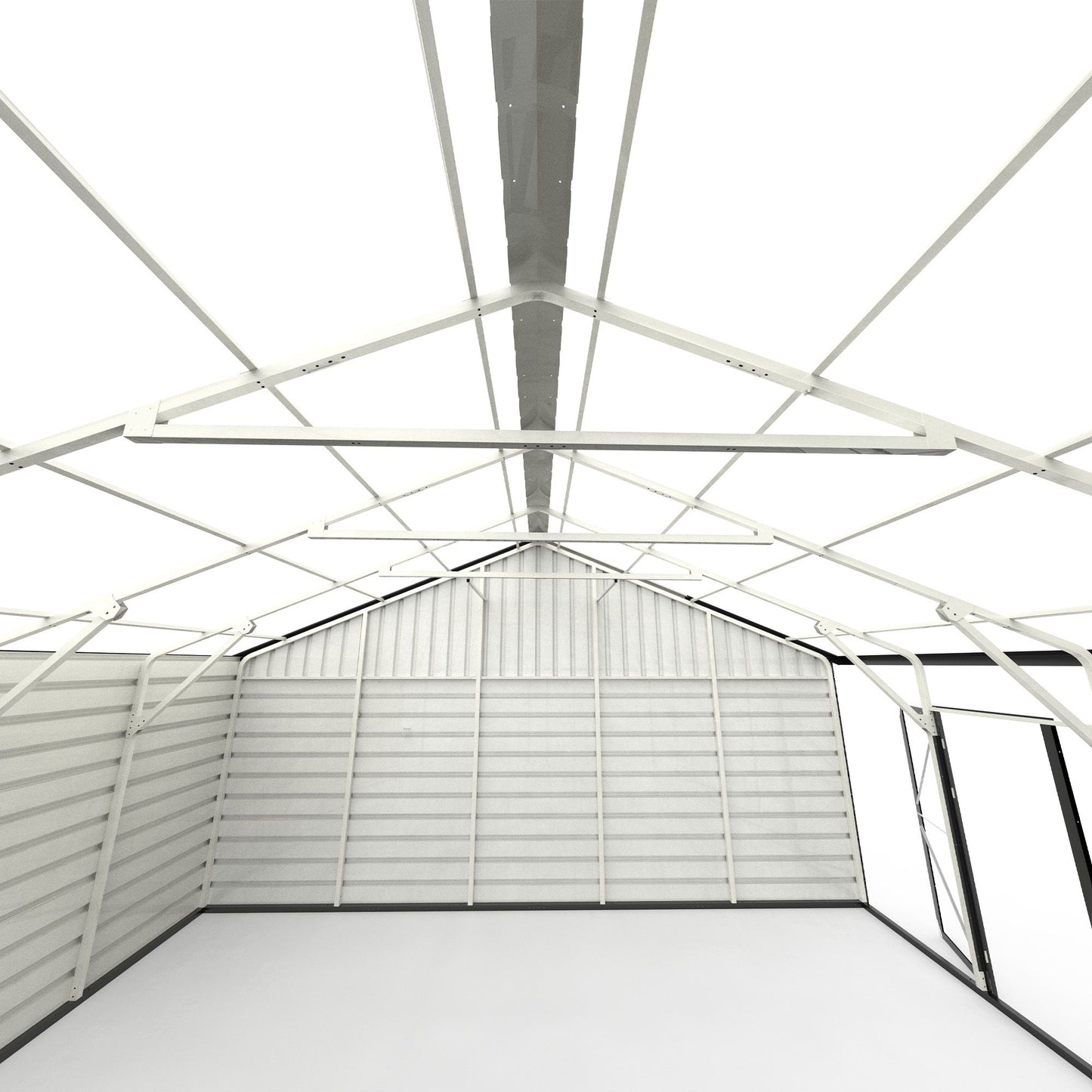 23' x 22' Metal Storage Shed w/ Double Door Garage & Side Entry Door, 500 sq-ft Space