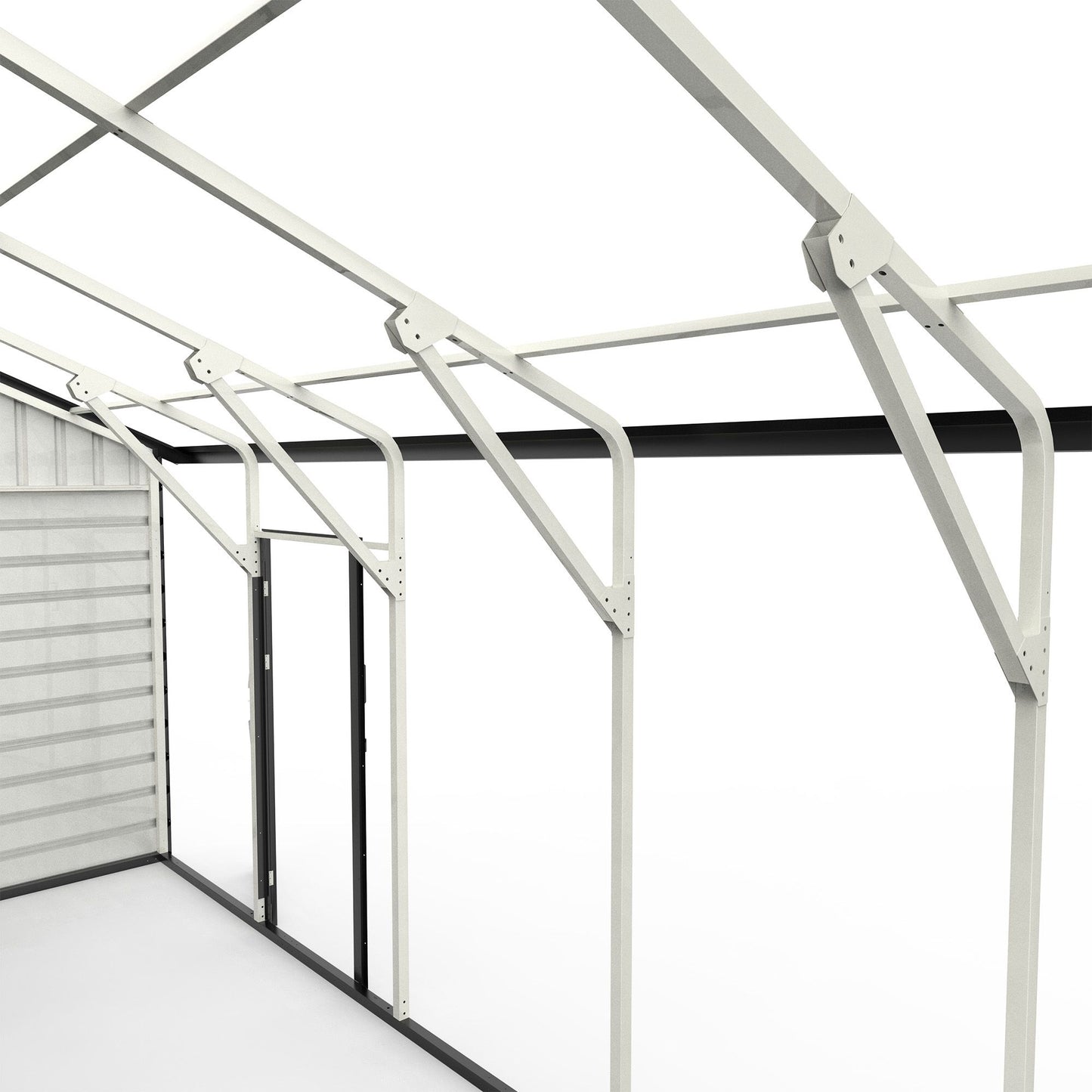 23' x 22' Metal Storage Shed w/ Double Door Garage & Side Entry Door, 500 sq-ft Space