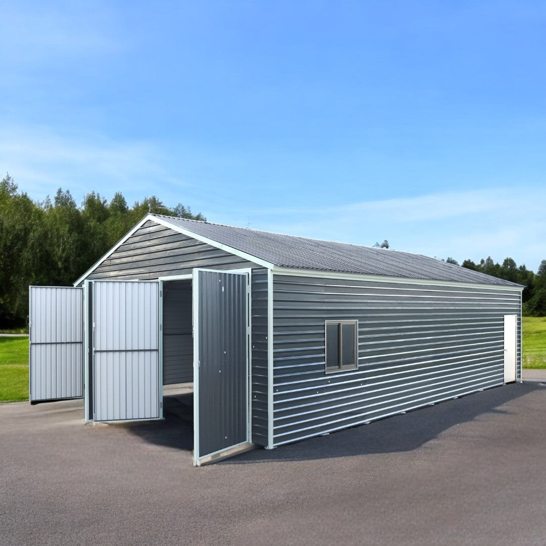 26’ x 40’ Metal Garage Shed, 9’ High Double Front Doors, 14’ Peak, 1040 Sq-Ft TMG-MS2640-2