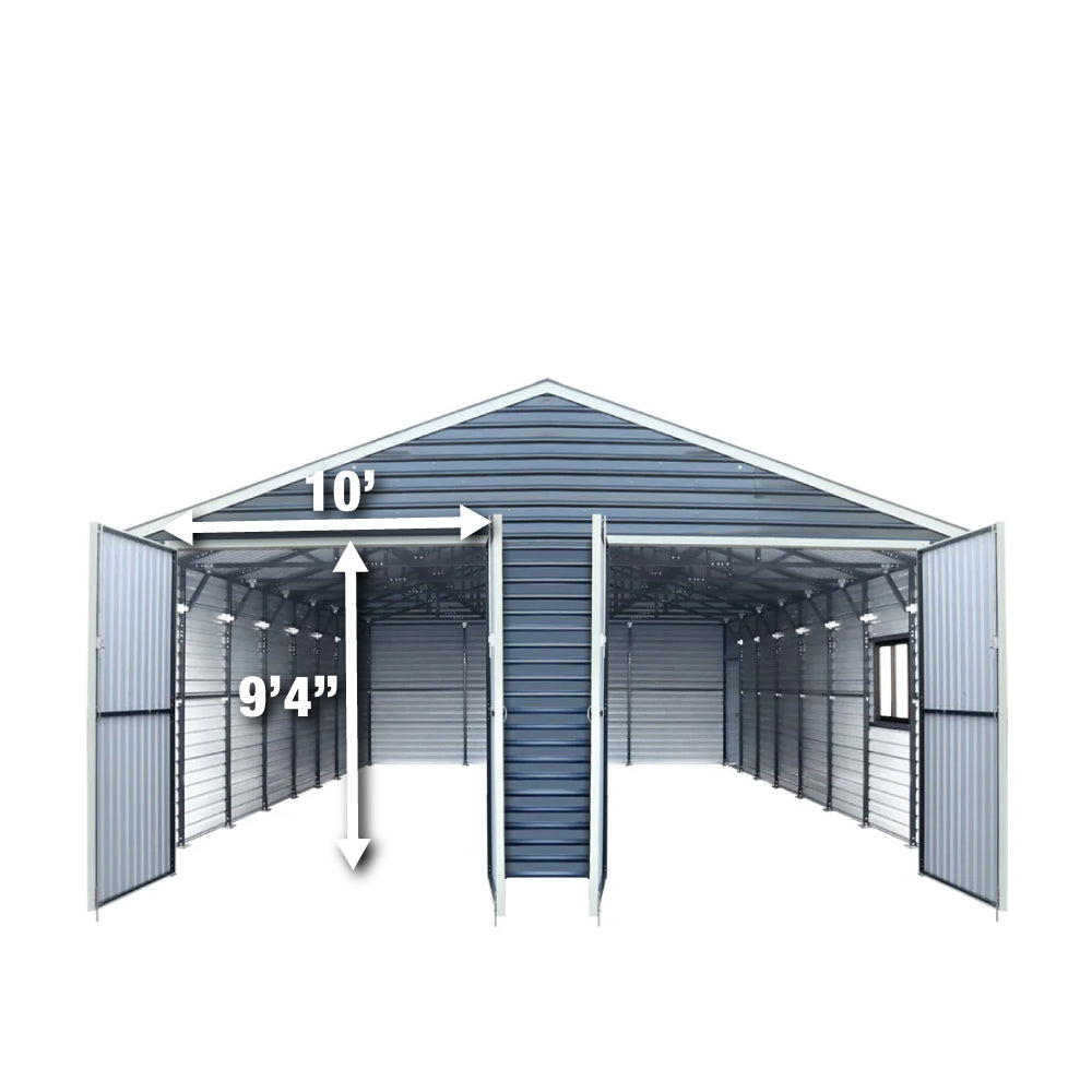 26’ x 40’ Metal Garage Shed, 9’ High Double Front Doors, 14’ Peak, 1040 Sq-Ft TMG-MS2640-3