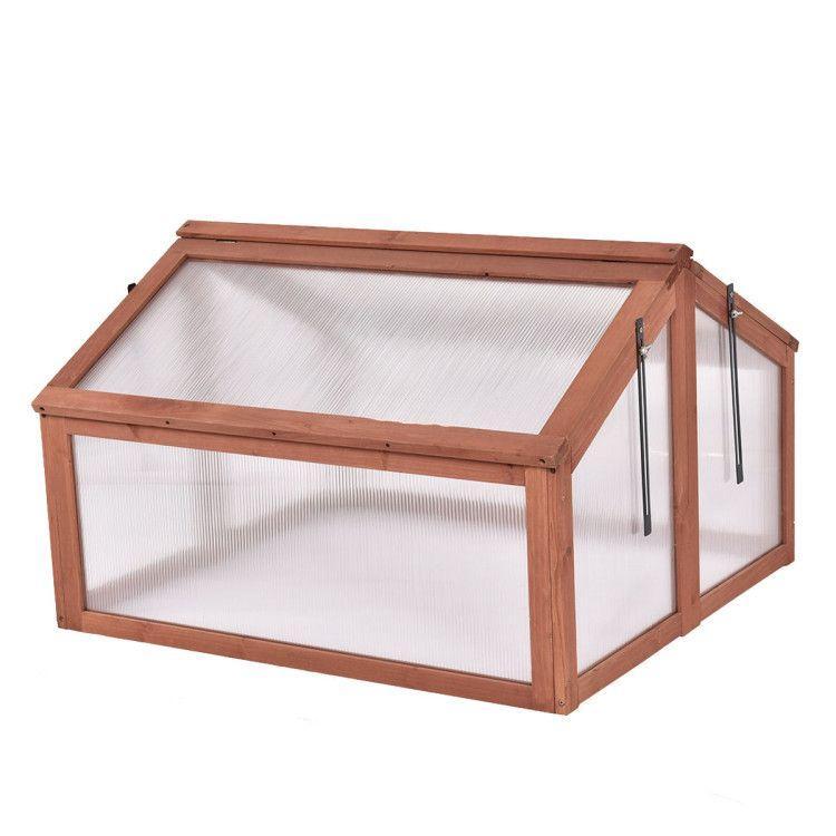 3' x 2.5' Solid Wood Folding Plant Box, Polycarbonate Glazing, Adjustable Top