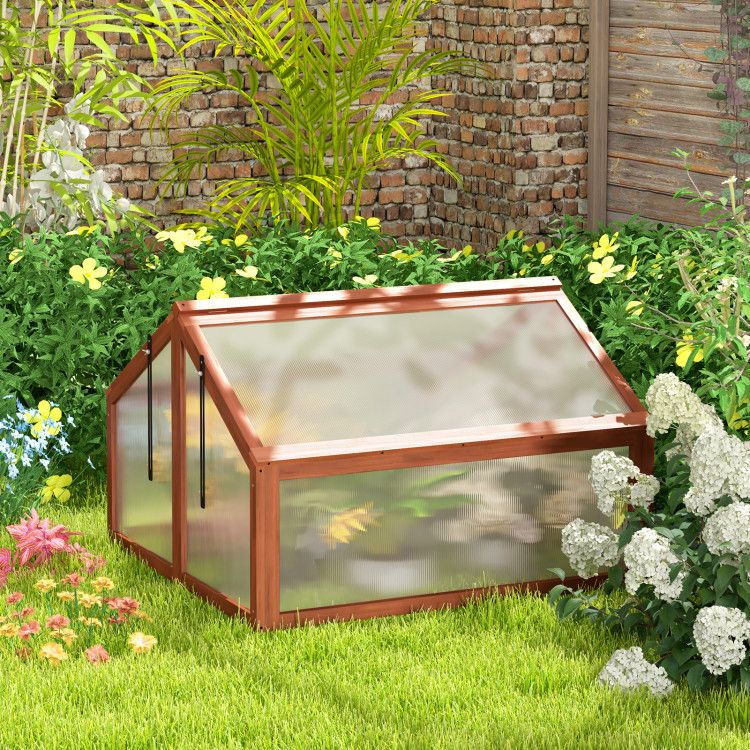 3' x 2.5' Solid Wood Folding Plant Box, Polycarbonate Glazing, Adjustable Top