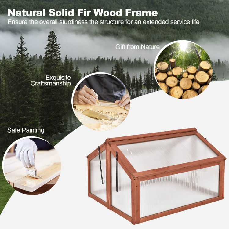 3' x 2.5' Solid Wood Folding Plant Box, Polycarbonate Glazing, Adjustable Top