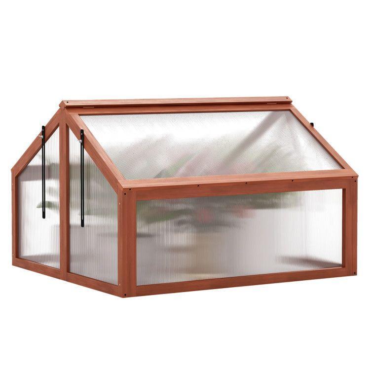 3' x 2.5' Solid Wood Folding Plant Box, Polycarbonate Glazing, Adjustable Top