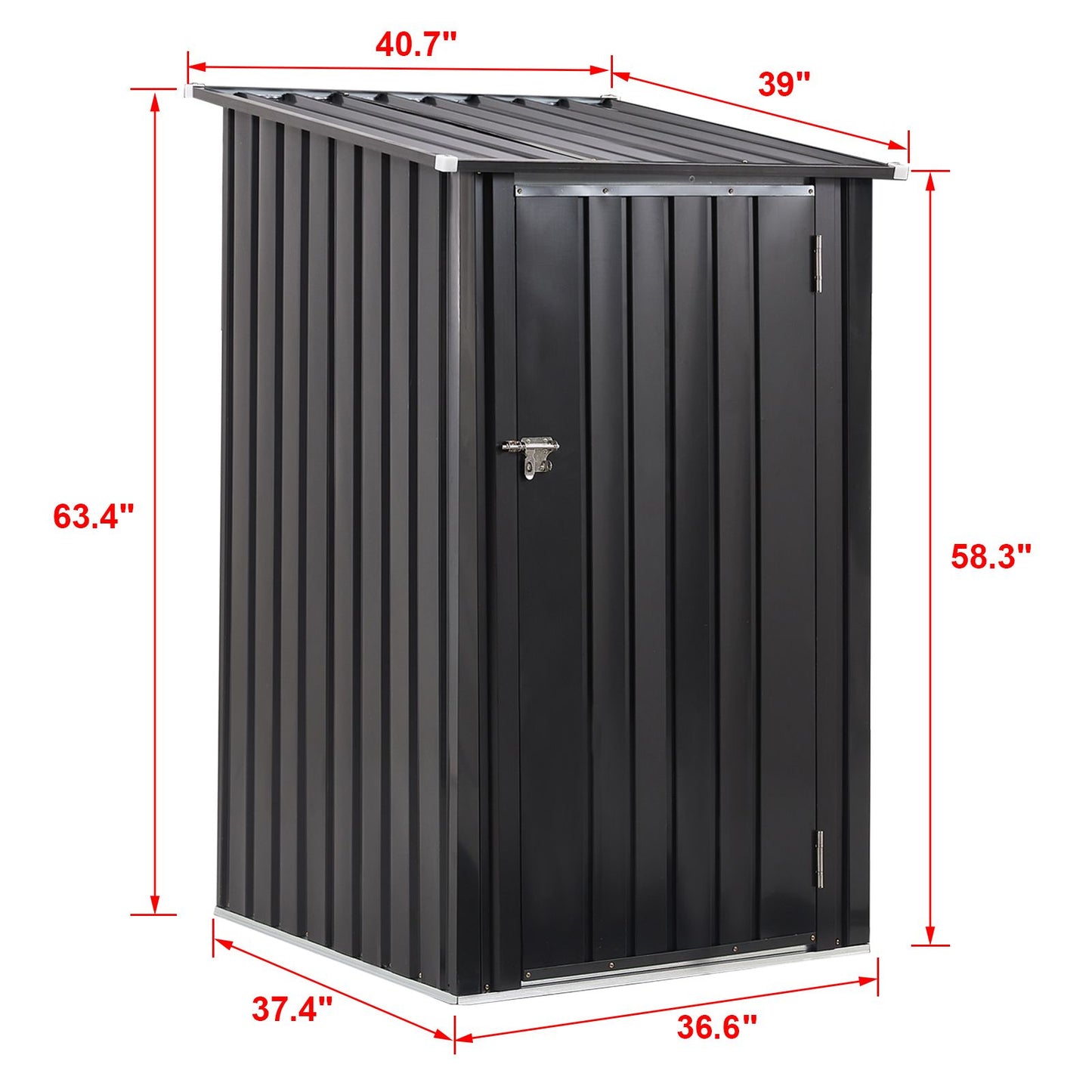 3' x 3' Metal Storage Shed with Sloped Roof & Lockable Door