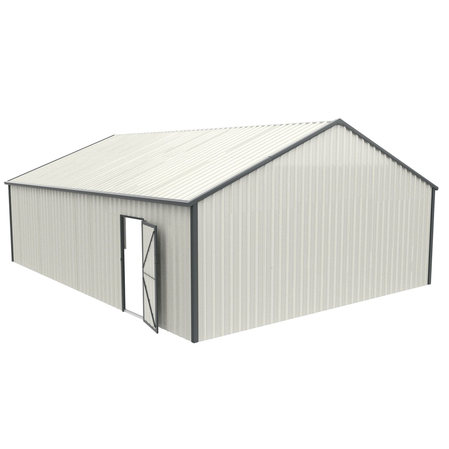 33' x 25' Metal Storage Shed w/ Double Door Garage & Side Entry Door