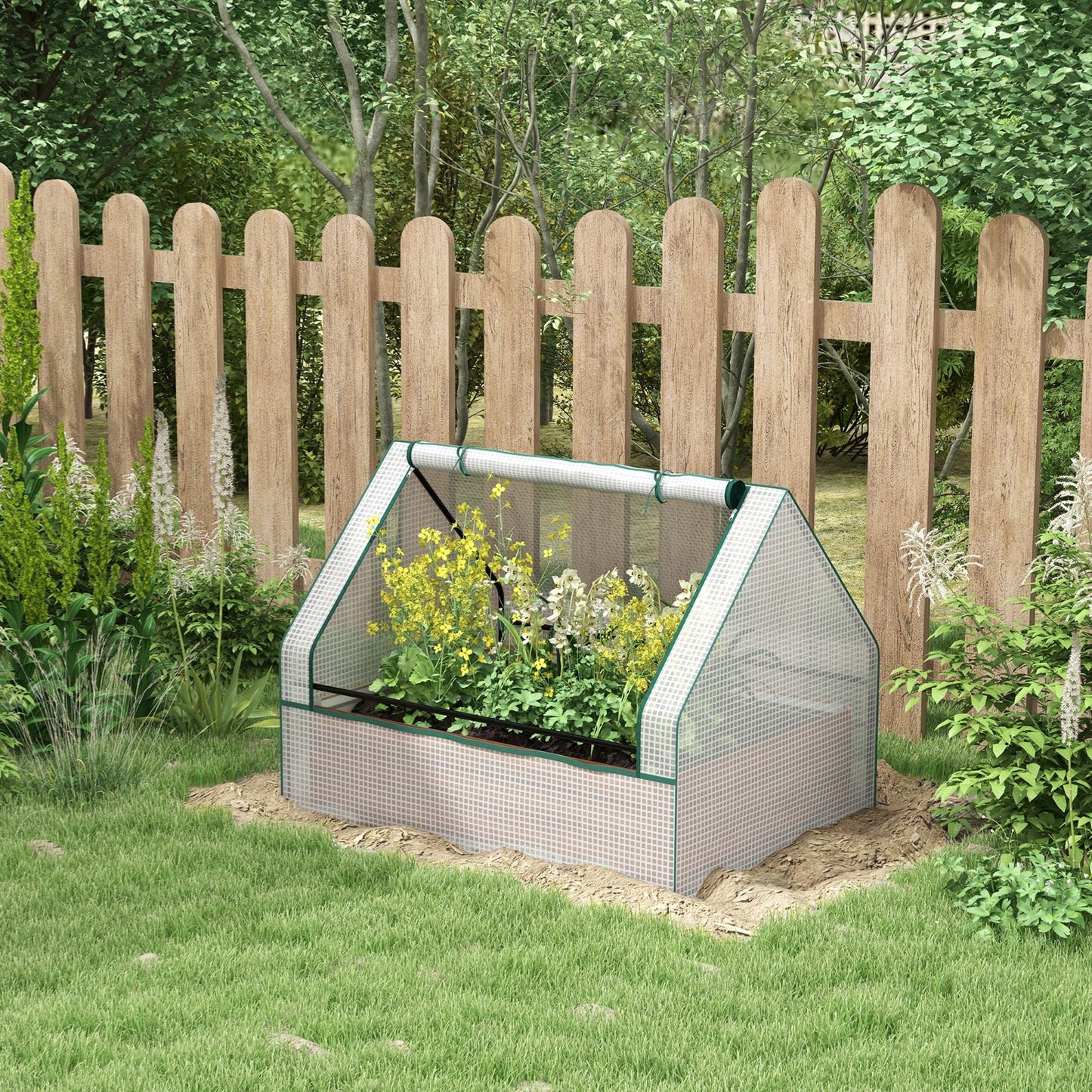 4' x 3' Raised Planter Greenhouse, 2-in-1 Set for Outdoor Gardening