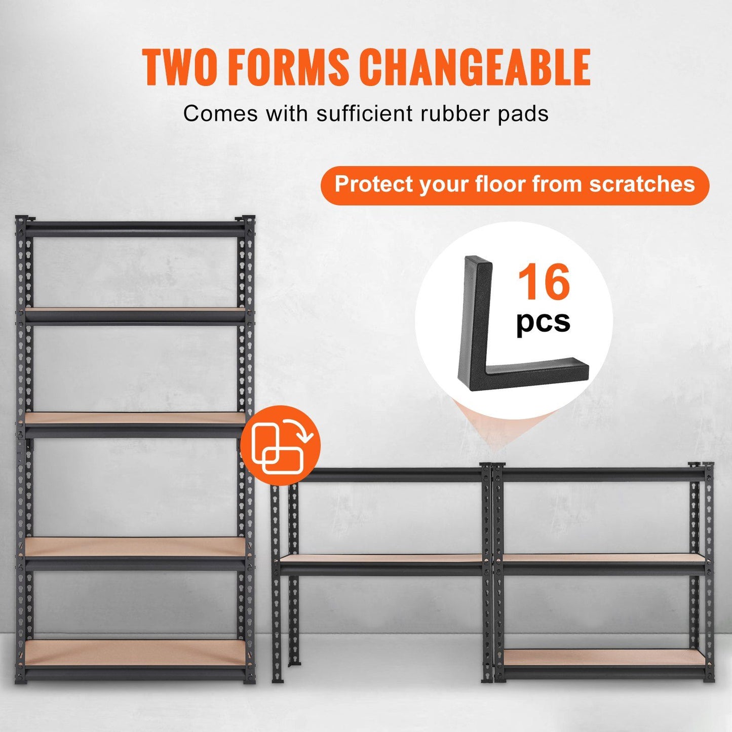 5-Tier Storage Shelving Unit Adjustable, 2000 lbs Capacity, Heavy Duty Garage Shelves, Metal Organizer Utility Rack