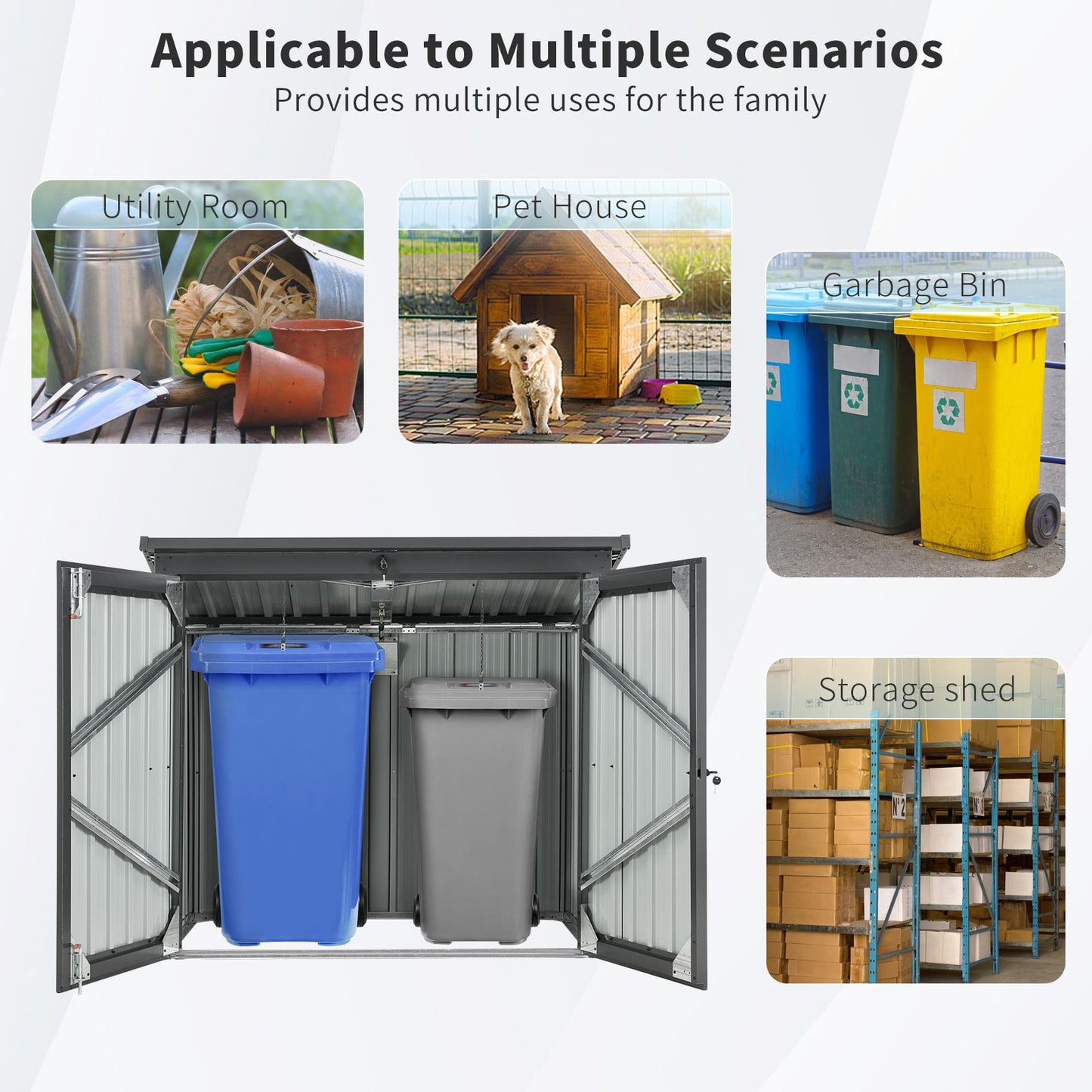 5' x 3' Metal Outdoor Storage Shed, Lockable Door, Sloped Roof