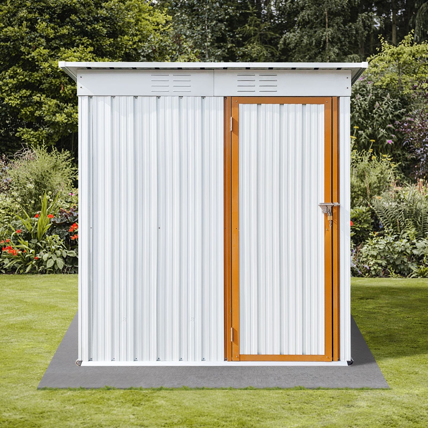 5' x 4' Metal Garden Shed with Hinged Door, Punched Vents & Aluminum Frame