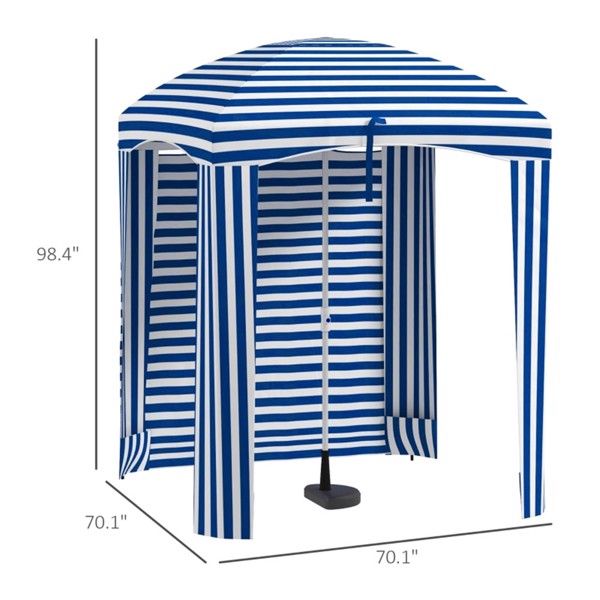 5.8' x 5.8' Blue/White Striped Beach Umbrella with Tilt, Portable