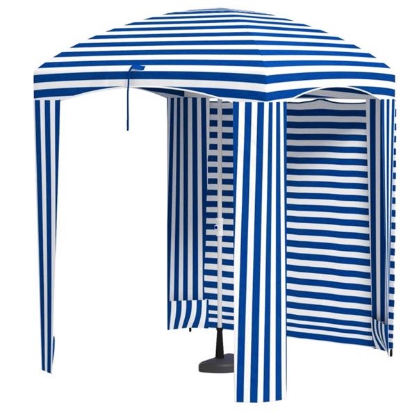 5.8' x 5.8' Blue/White Striped Beach Umbrella with Tilt, Portable