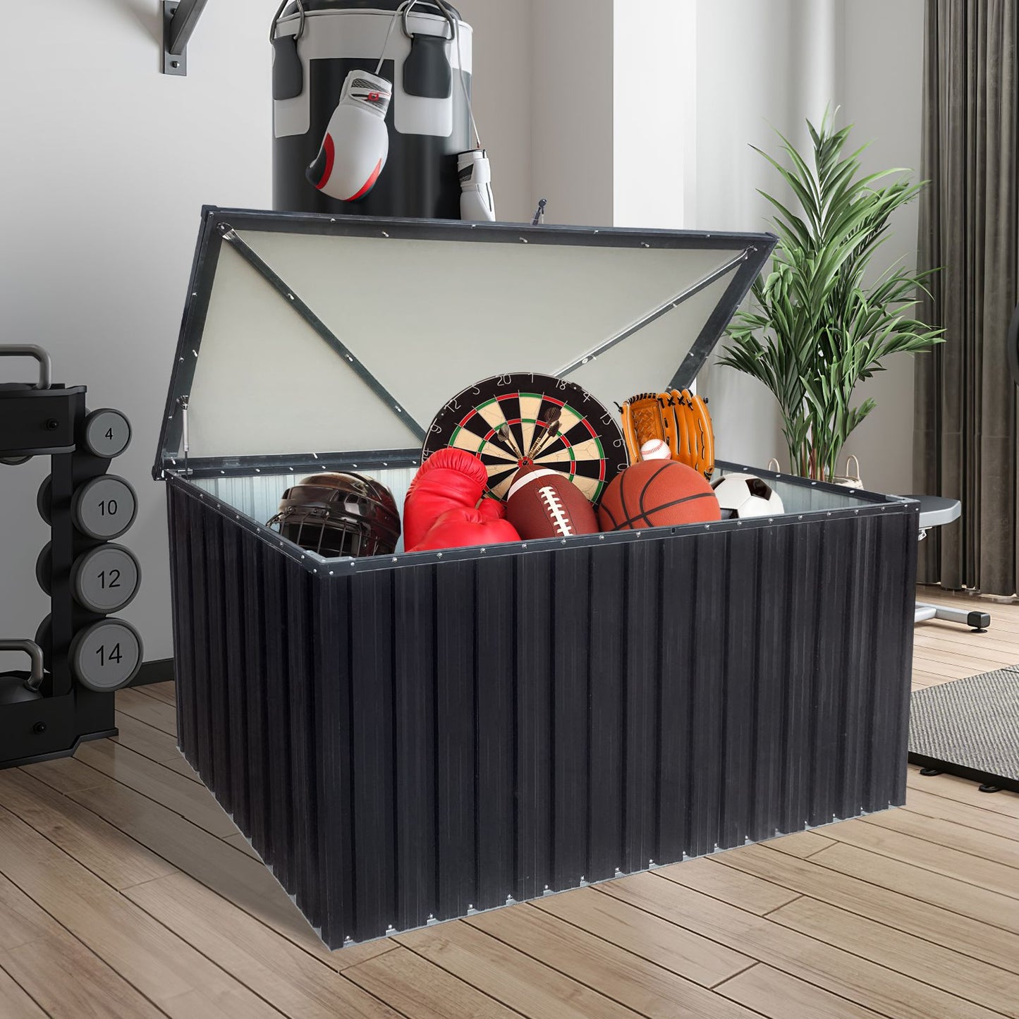 5.5' x 2.5' Outdoor Metal Storage Box - Waterproof & Lockable, Spacious Design