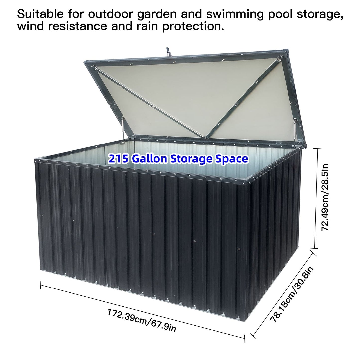 5.5' x 2.5' Outdoor Metal Storage Box - Waterproof & Lockable, Spacious Design