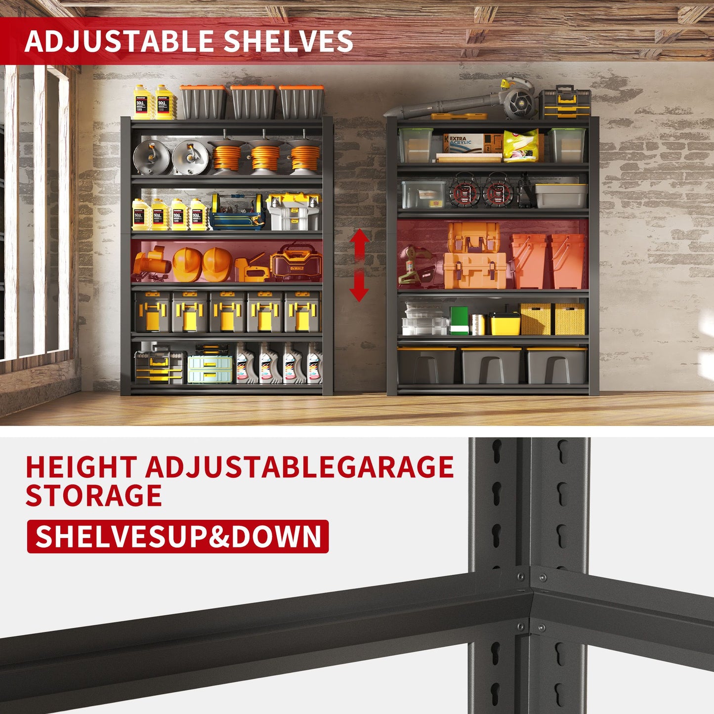 6-Tier Adjustable Shelving Unit, 2400 lbs Capacity, Metal Organizer Rack