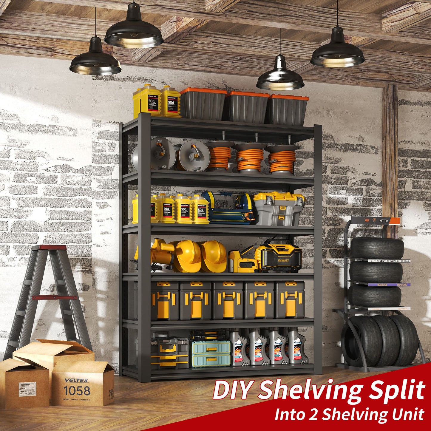 6-Tier Adjustable Shelving Unit, 2400 lbs Capacity, Metal Organizer Rack