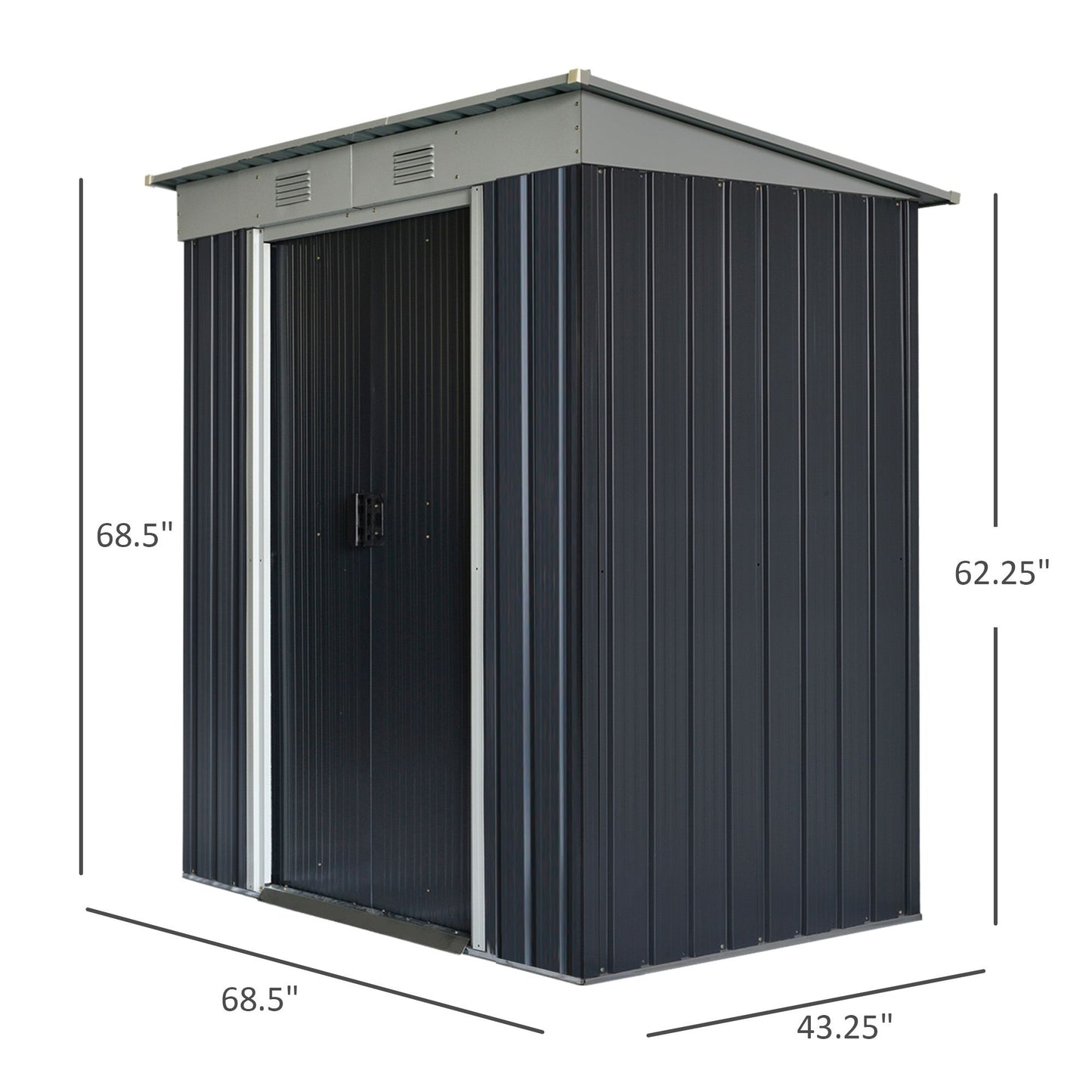 6' x 3.5' Outsunny Metal Lean-to Garden Shed with Double Sliding Doors & 2 Air Vents