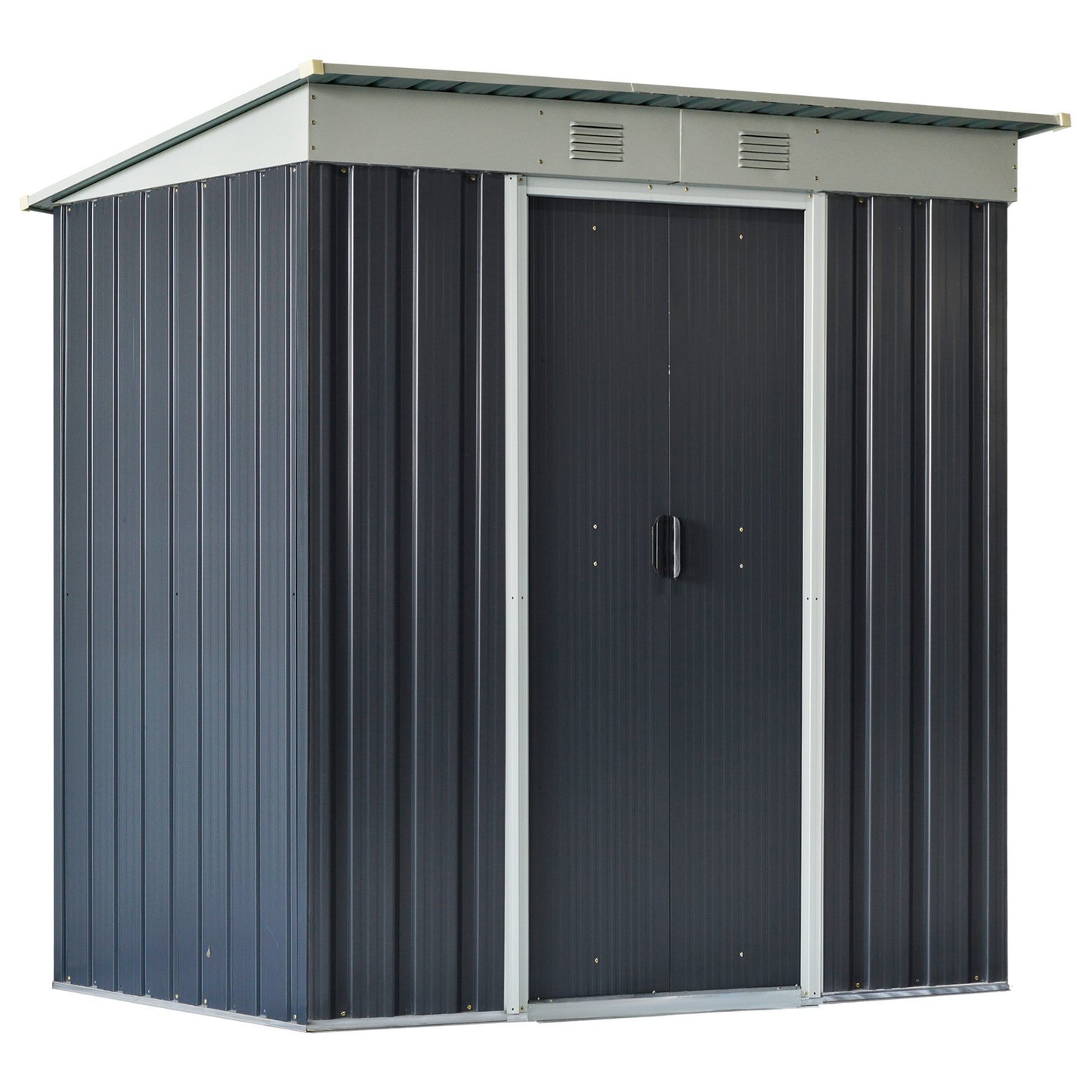 6' x 3.5' Outsunny Metal Lean-to Garden Shed with Double Sliding Doors & 2 Air Vents