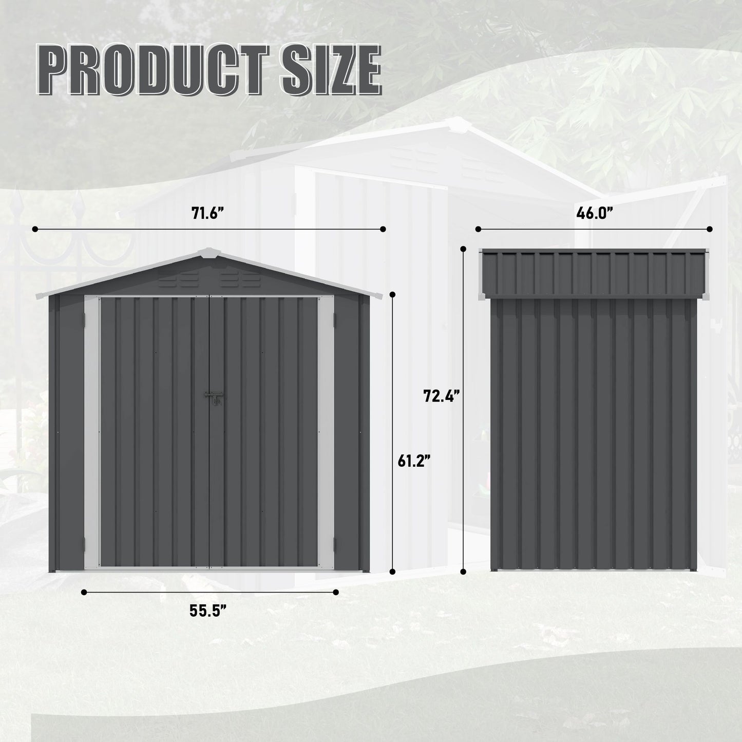6' x 4' Outdoor Metal Storage Shed with Sliding Doors & Air Vent