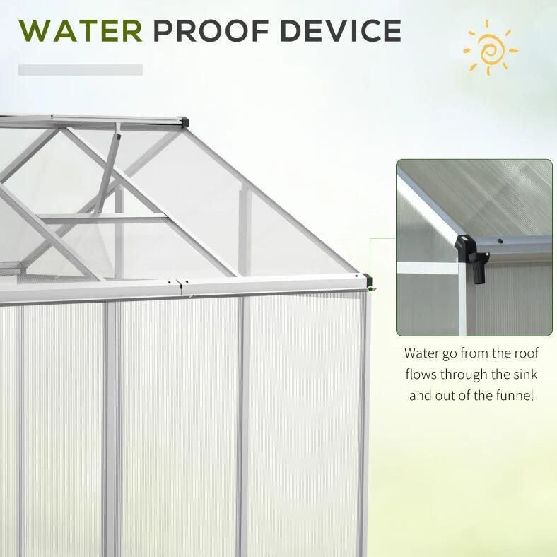 6' x 6' Polycarbonate Greenhouse, Transparent Sheets, Aluminum Frame, Rooftop Vent