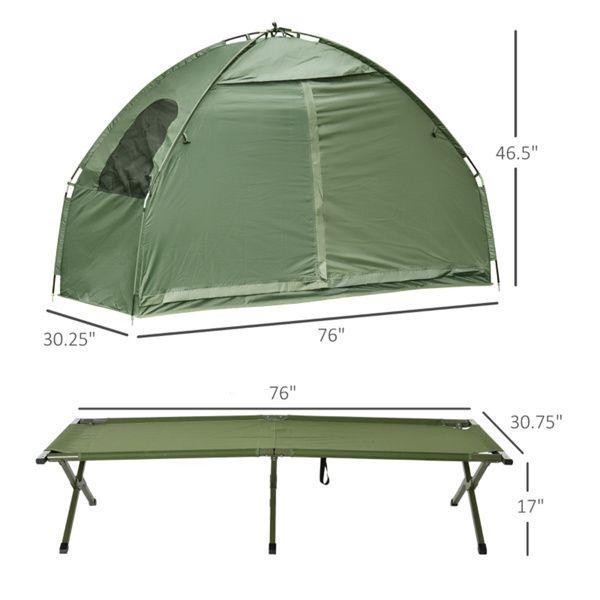 6.3' x 2.5' Camping Tent & Cot, 2-in-1 Set with Carry Bag