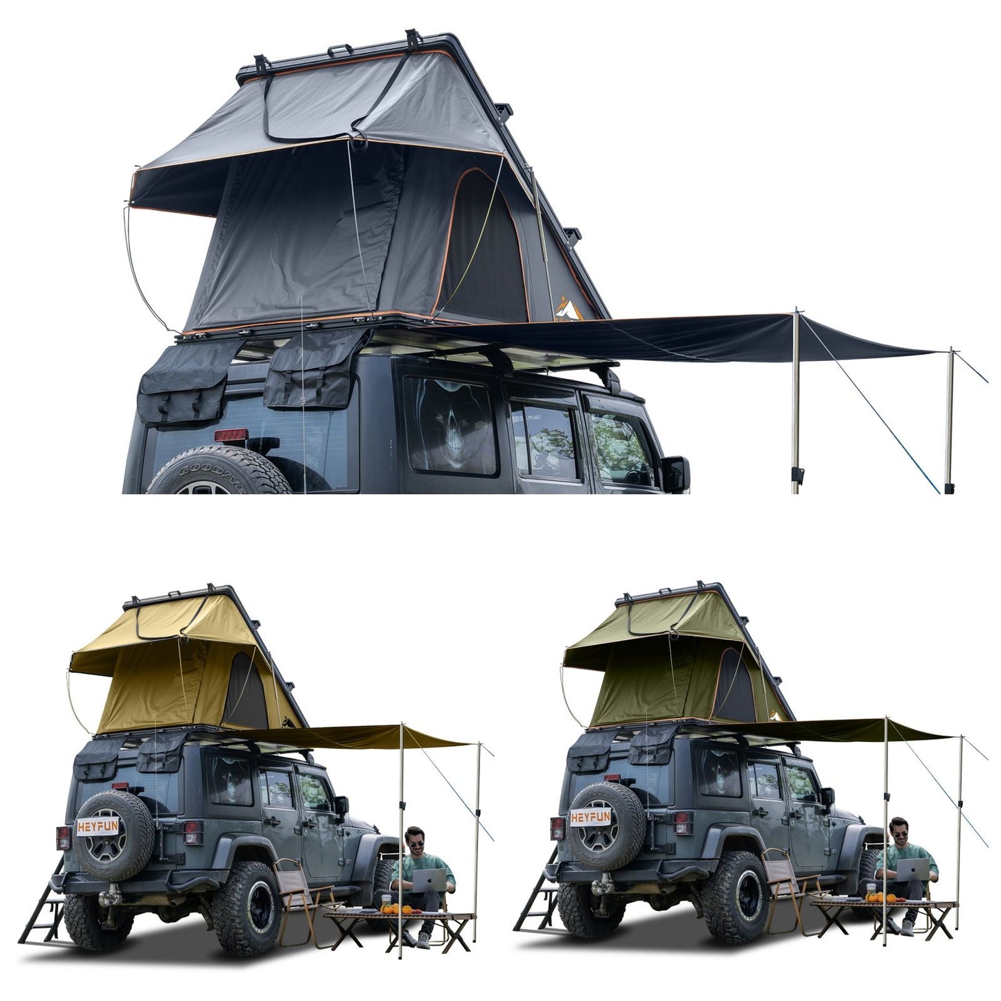 6.6' x 4.3' 4-Season Hard Shell Rooftop Tent, Fits 3-4 People