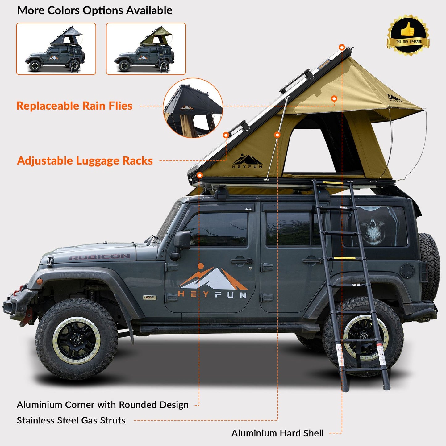 6.6' x 4.3' 4-Season Hard Shell Rooftop Tent, Fits 3-4 People