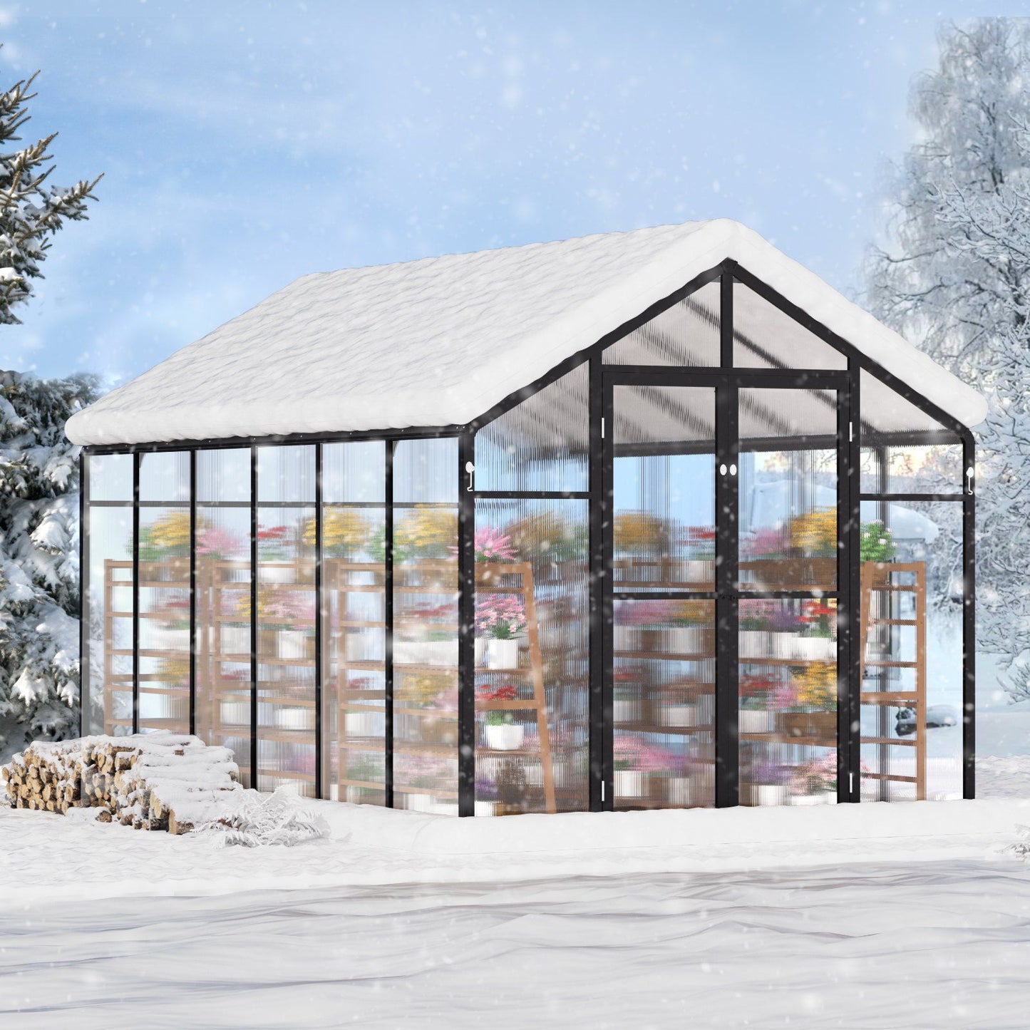 8' x 11' Greenhouse, Sturdy & Weatherproof Design