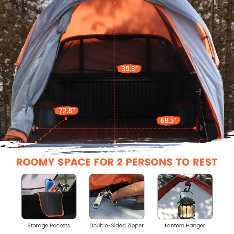 8' x 5' Truck Bed Tent, Fits 2-3 People, Waterproof & Spacious