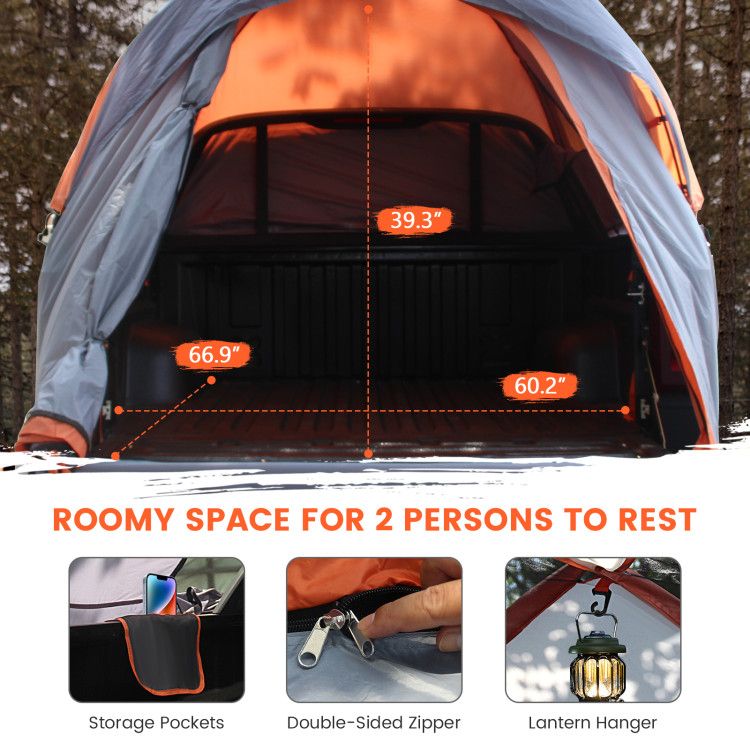 8' x 5' Truck Bed Tent, Fits 2-3 People, Waterproof & Spacious
